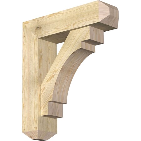 Ekena Millwork Merced Craftsman Rough Sawn Bracket w/ Offset Brace, Douglas Fir, 8"W x 30"D x 34"H BKT0806X30X34MRC04RDF